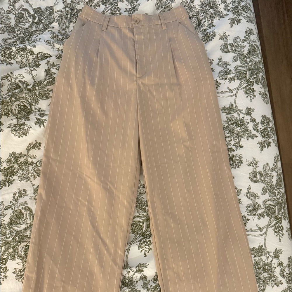 Tan Pinstripe Trousers